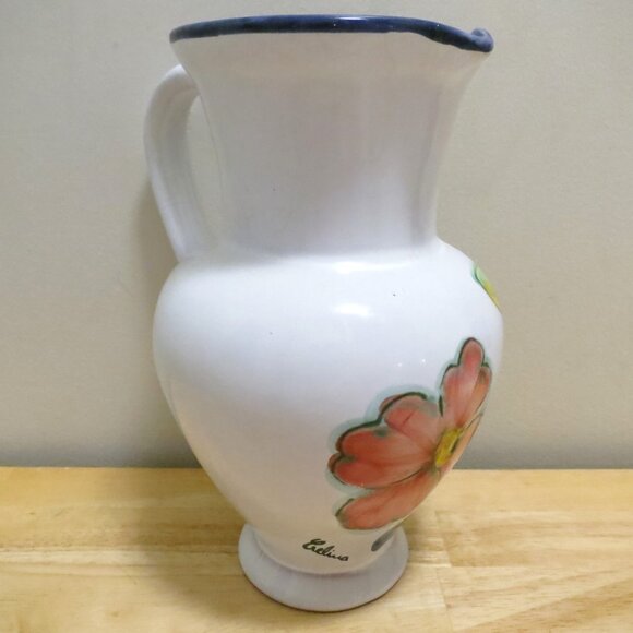 Himark Large 8.5" Jug Pitcher Fruit Flower Signed Celina Hand Painted Portugal - Picture 4 of 7